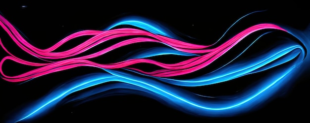 Abstract neon colored lines wall background neon blue and pink colors