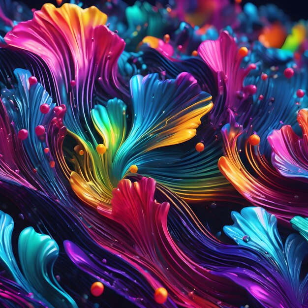 Abstract neon colors liquid wavy background Generative AI