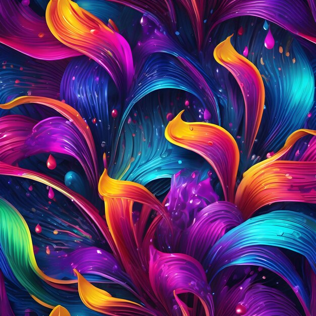 Abstract neon colors liquid wavy background Generative AI