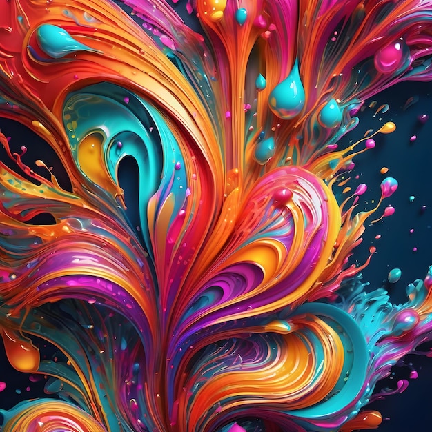 Abstract neon colors liquid wavy background Generative AI