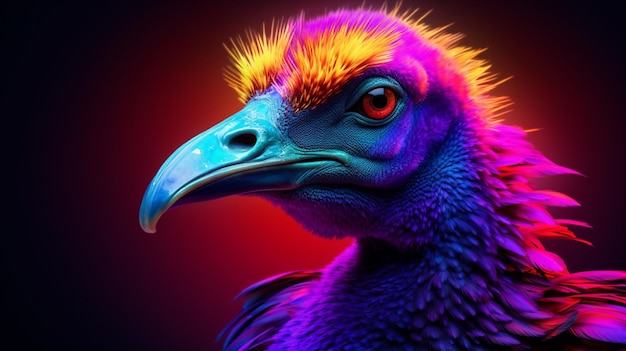 抽象的なネオンドードー鳥の絵画 イメージ ジェネレーティブAI