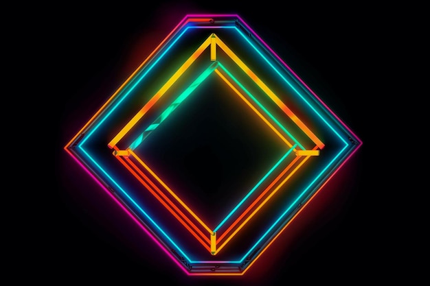 Photo abstract neon frames overlay with neon light rectangle or square borders ideal for design