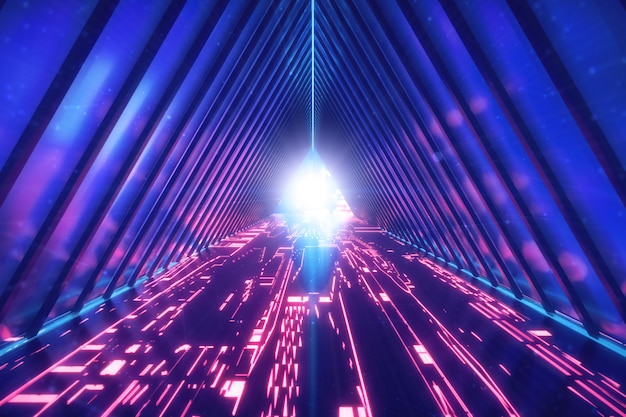 Abstract neon futuristic tunnel background