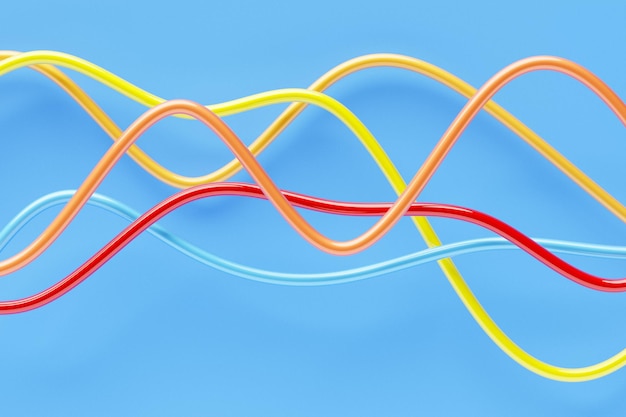 Фото Абстрактные неоновые геометрические линии элемент дизайна красочный горизонтальный полосатый фон 3d иллюстрация