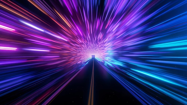 Abstract neon glow cyber tunnel light futuristic perspective modern abstract design digital space