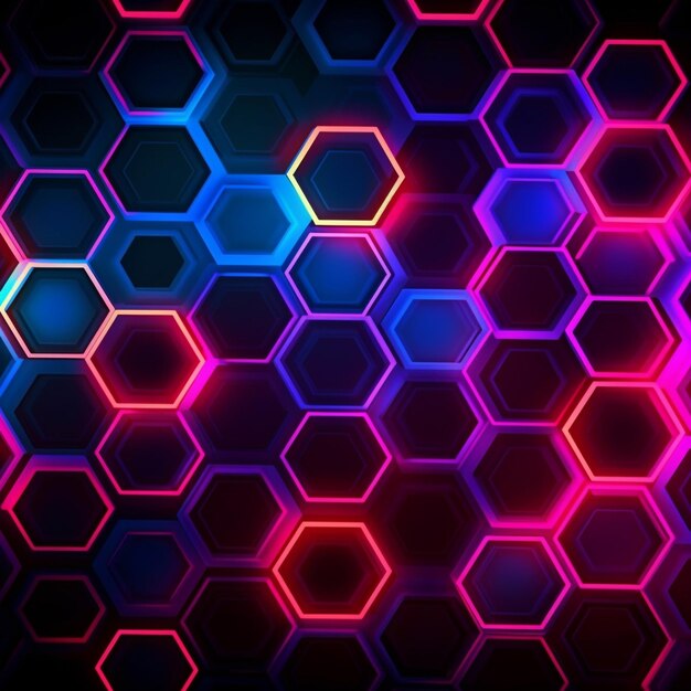 Photo abstract neon hexagon grid scifi background