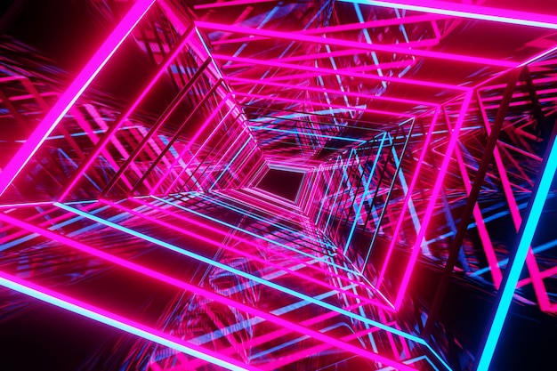 Абстрактный неоновый светлый фон растущая неоновая технология 3d рендеринга