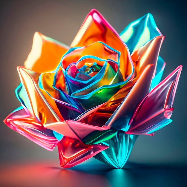 Abstract neon light crystal flower