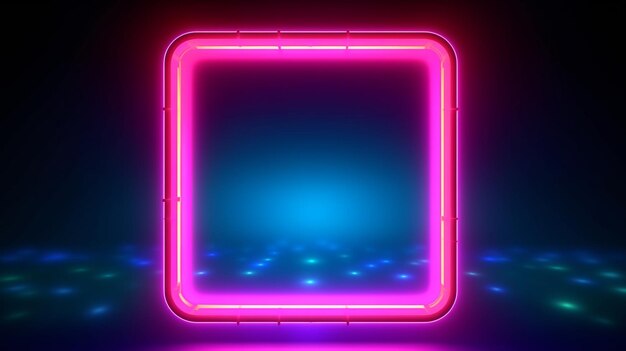 Abstract neon light on dark background in square rectangle and different shapes