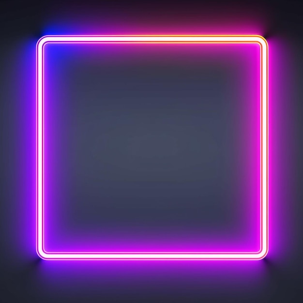 Abstract neon light on dark background in square rectangle and different shapes