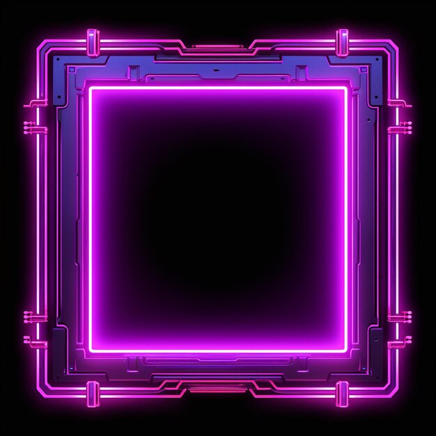 Abstract neon light on dark background in square rectangle and different shapes