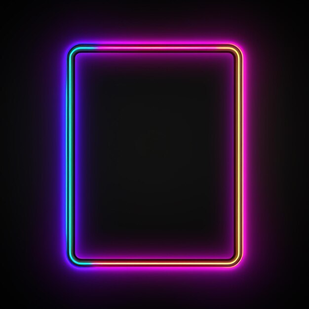 Photo abstract neon light on dark background in square rectangle and different shapes