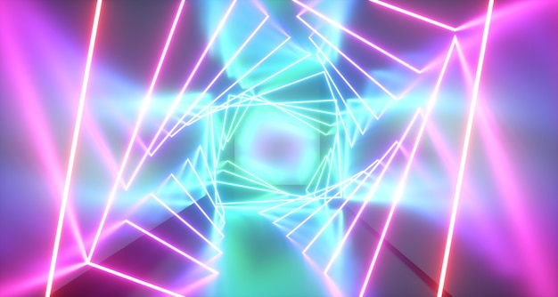 Abstract neon lights background. 3d Render