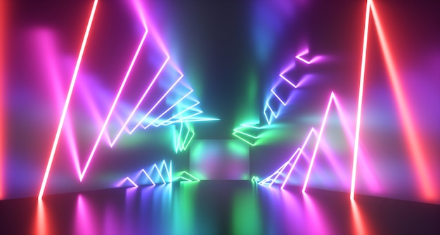 Abstract neon lights background.  Render