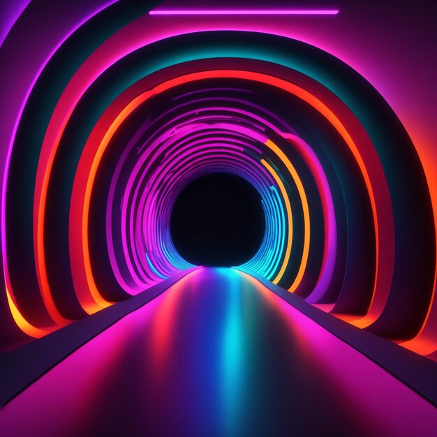 Abstract neon lights background with laser rays and glowing lines AIGenerated