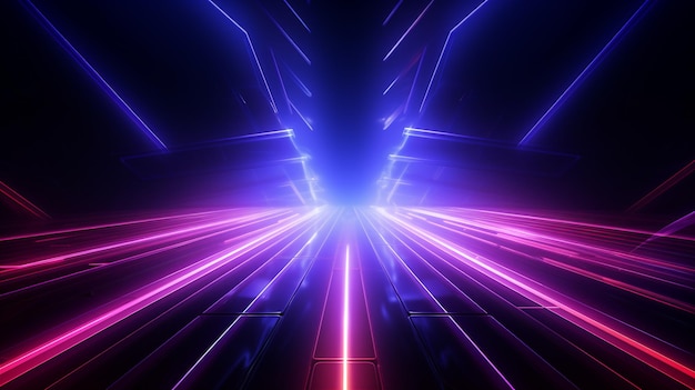 Abstract neon lights background with laser rays and glowing lines Generative AI