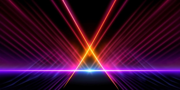 Photo abstract neon lights background with laser rays and glowing lines