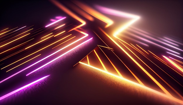 Abstract neon lights background with laser rays