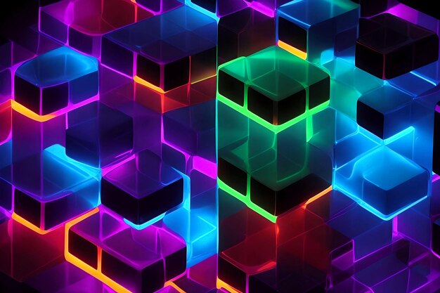 Photo abstract neon lines on dark background ai generative