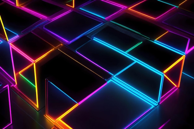 Photo abstract neon lines on dark background ai generative