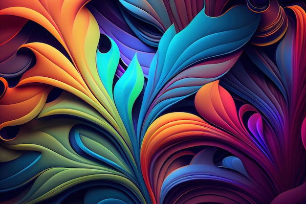 Abstract neon organic colorful background wallpaper design Generative AI