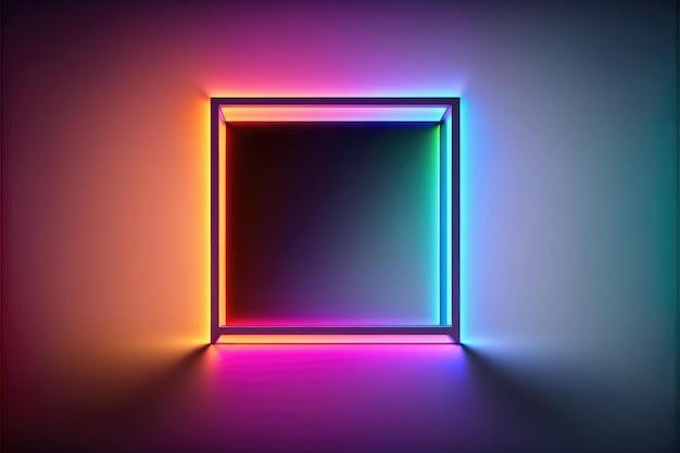 Abstract neon overlap square frame with shining effects designed