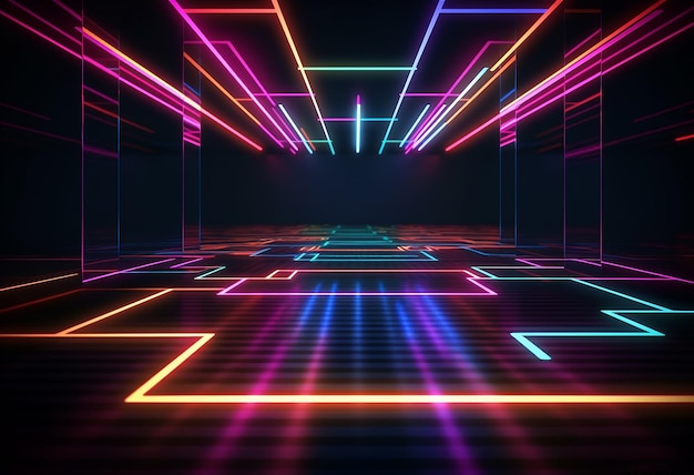 Fondo astratto di prospettiva al neon