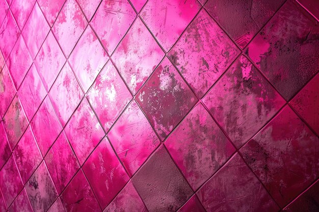 추상적인 네온 분홍색 기하학적 돌 타일 배경 파노라마