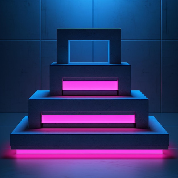 Photo abstract neon podium for product display