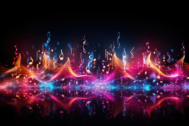 사진 추상적인 네온 음파 네온 다채로운 디지털 음악 바 기술 개념 인공 지능에 의해 생성