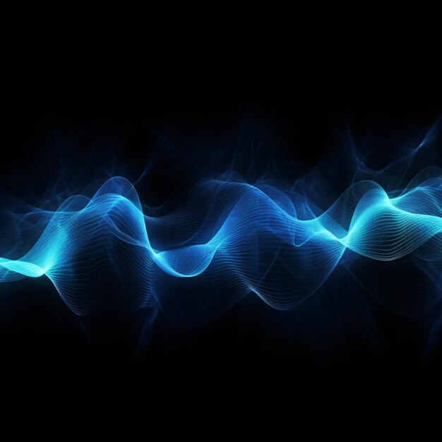 Abstract neon sound waves with black background made with Generative Al