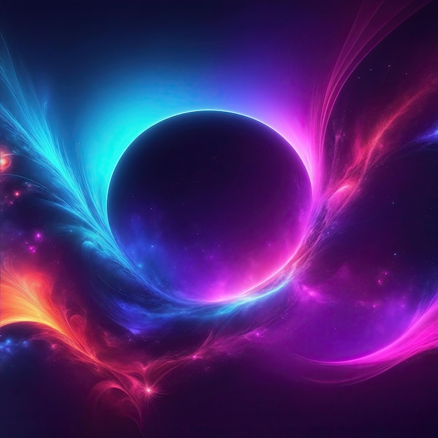 Abstract neon space fractal wallpaper