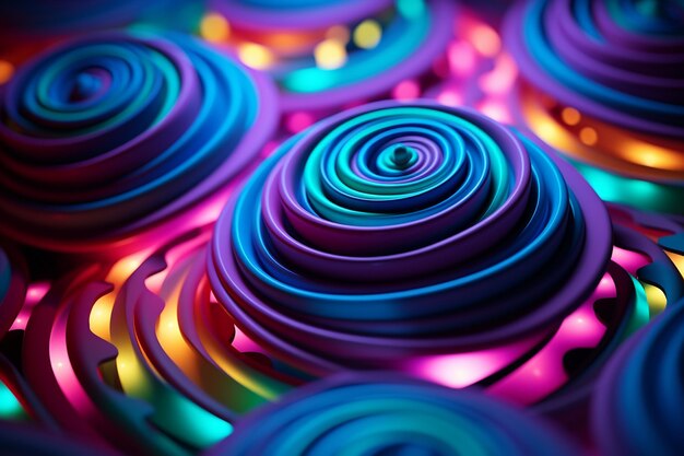 Abstract neon swirl patterns