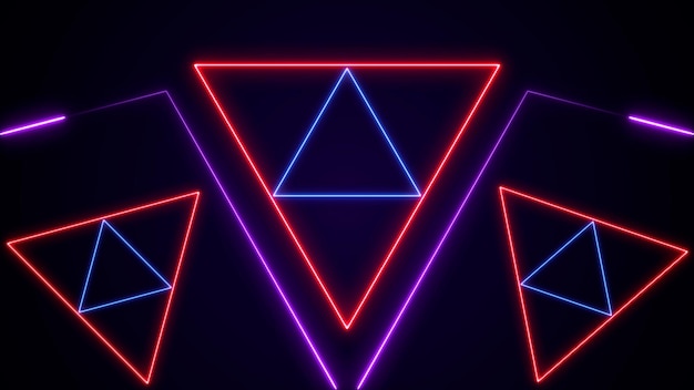 abstract neon triangle glowing background neon light background