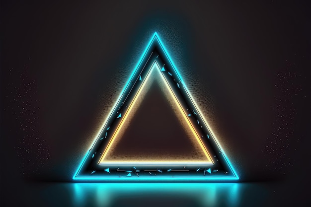Abstract of neon triangle shape isolated on background in spotlight