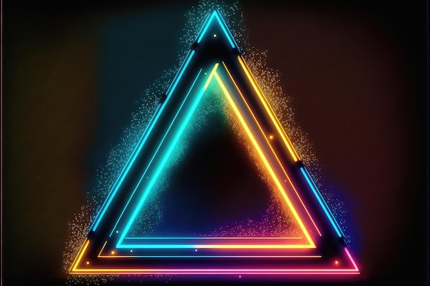 Abstract of neon triangle shape isolated on background in spotlight