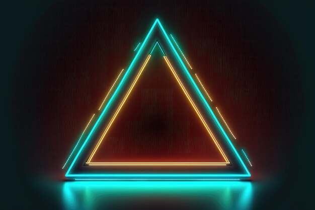 Abstract of neon triangle shape isolated on background in spotlight