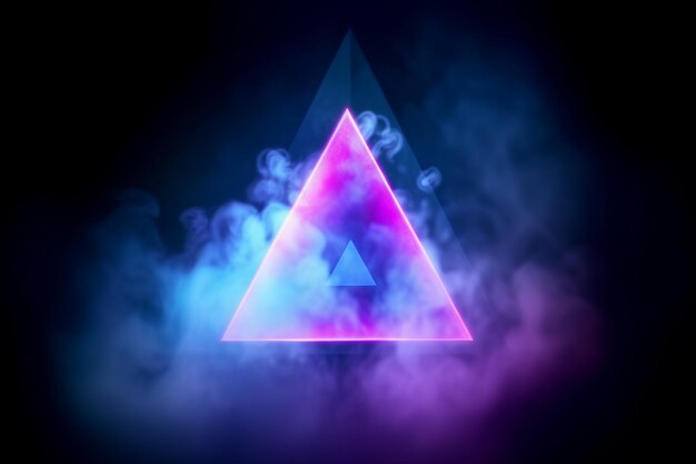 Abstract Neon triangle with back background