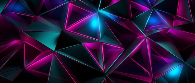 Foto abstract neon triangular prism facets