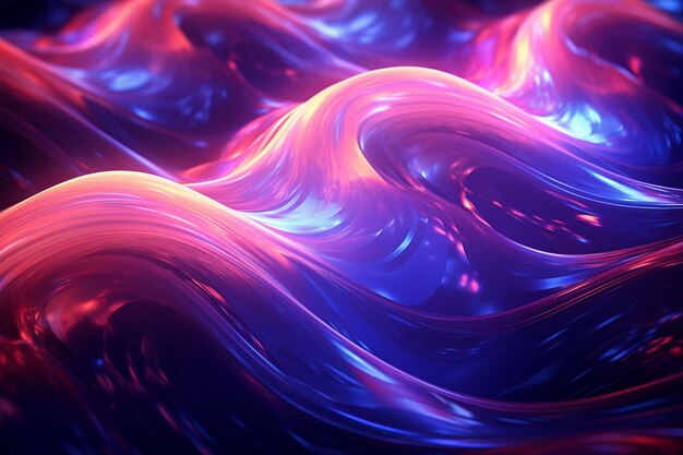 Abstract neon wave glow background created with generative ai