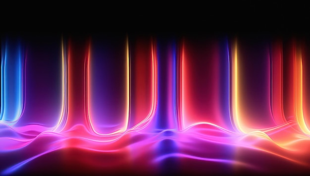Abstract Neon Wave Light Futuristic Glow and Dynamic Motion Shiny Glowing Vortex in Purple Hue Moderne illustratie voor flow Fantasy Designs Levendige en verlichte kunstwerken Datatransferconcept