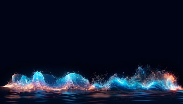 Abstract neon waves AI generation