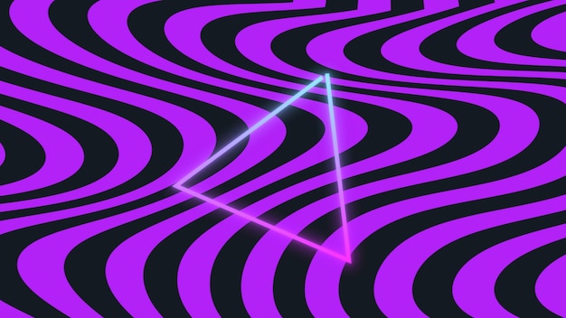 抽象的なネオン波と三角形、モーションディスコの背景