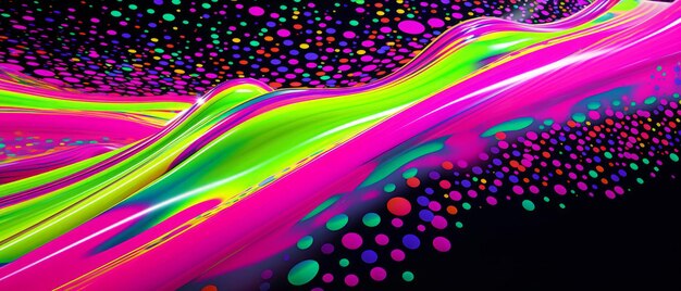 Foto abstract onde al neon con particelle galleggianti