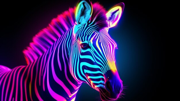 写真 抽象的なネオン ゼブラ 動物の絵画 イメージ 生成的なai