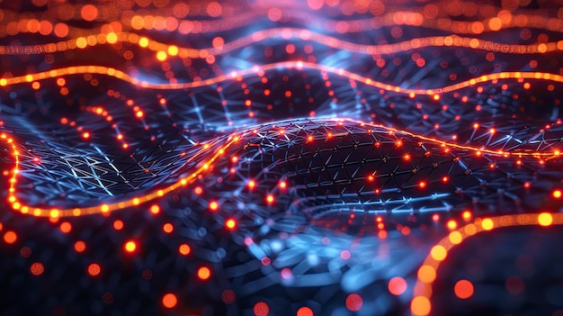Abstract network connections with glowing nodes technology theme