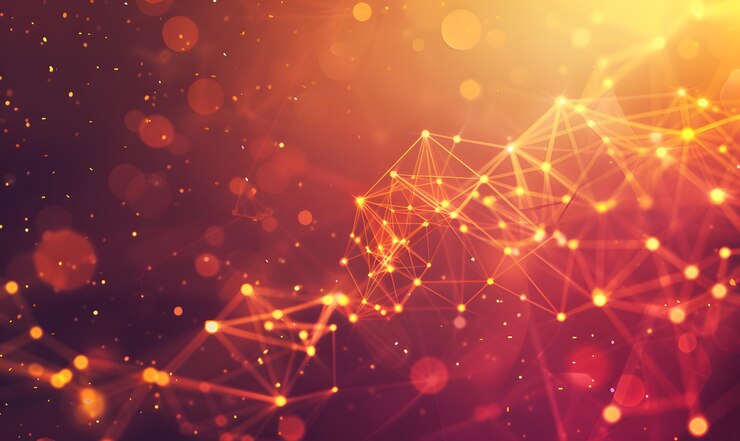 Abstract Network of Glowing Lines and Points