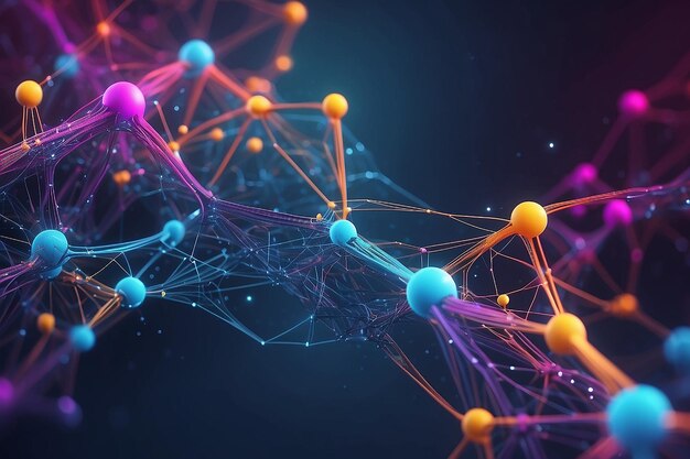 Abstract neural network 3D illustration Big data concept Global database and artificial intelligence