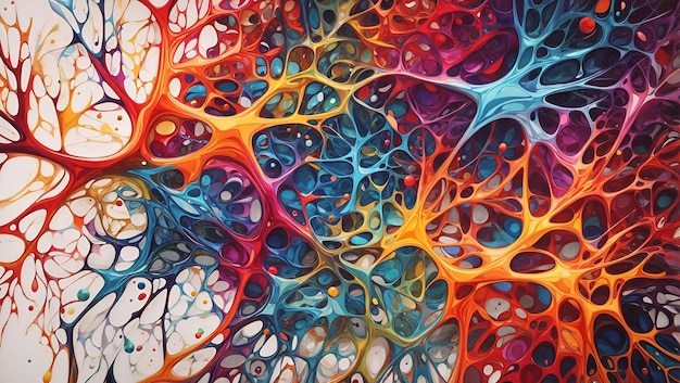 Abstract neurons artworks 3d illustration on multi color background design wallpaper