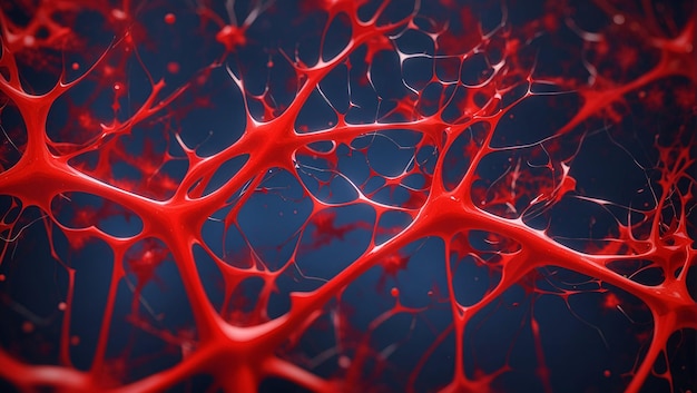 Abstract neurons artworks 3d illustration on red color background design wallpaper